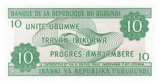 Burundi p33d 10 Francs 2003